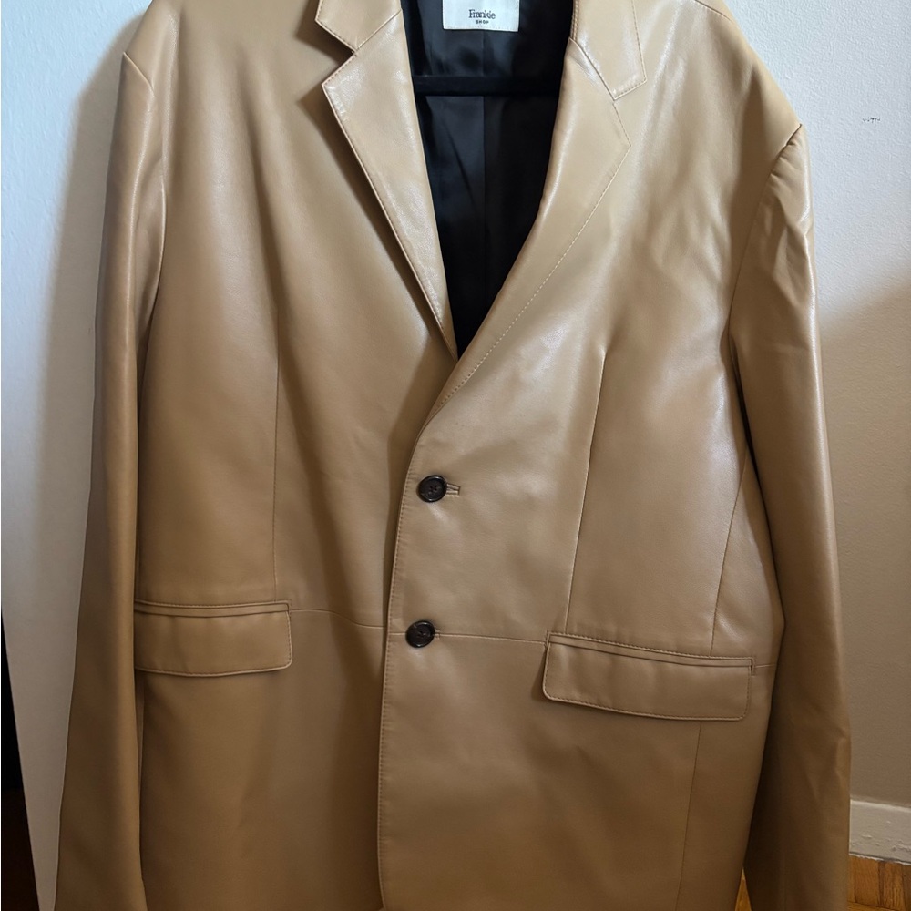 The Frankie Shop Tan Faux Leather Blazer